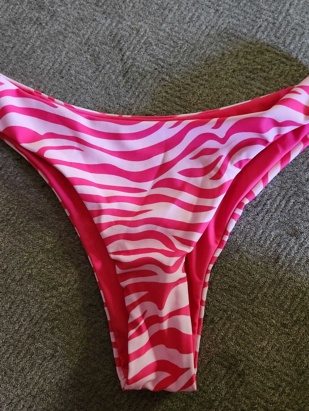 SHEIN Pink Vcay Summer Beach  Zebra-Print Bikini Bottom S